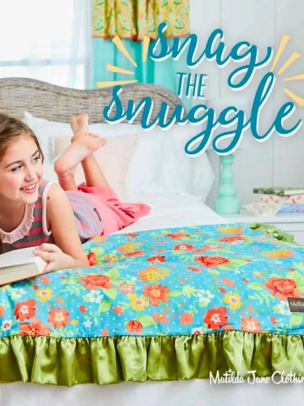 Matilda Jane No Reservations Wish You Were Here Blanket Soft Knit Ruffle Trim